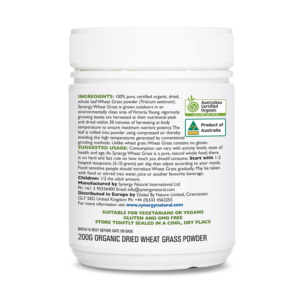 Synergy Natural Organic Wheat Grass 200g Powder