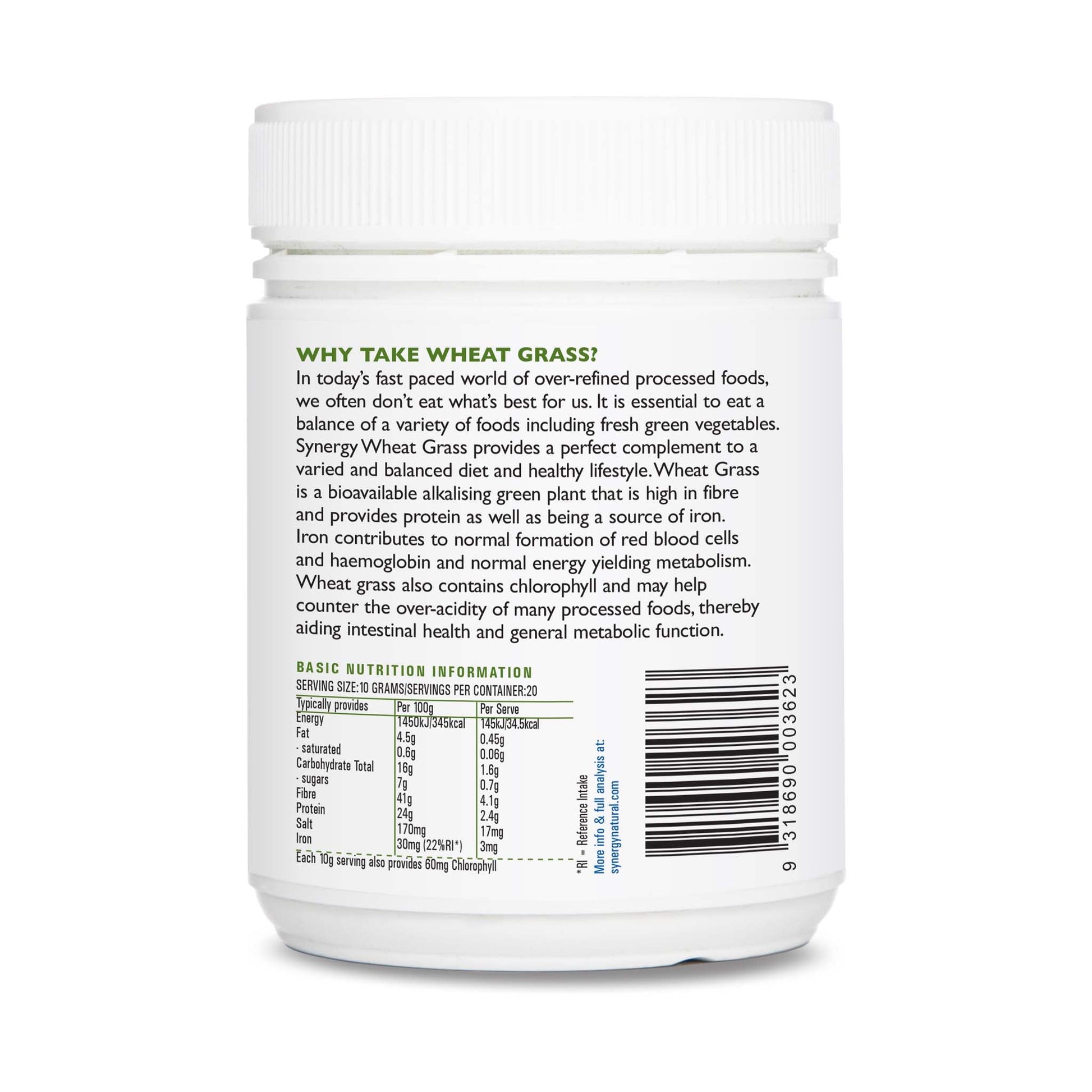 Synergy Natural Organic Wheat Grass 200g Powder